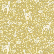 Fat Quarter Clara's Garden Animals On Yellow Gold 100%Cotton Quilting Fabric