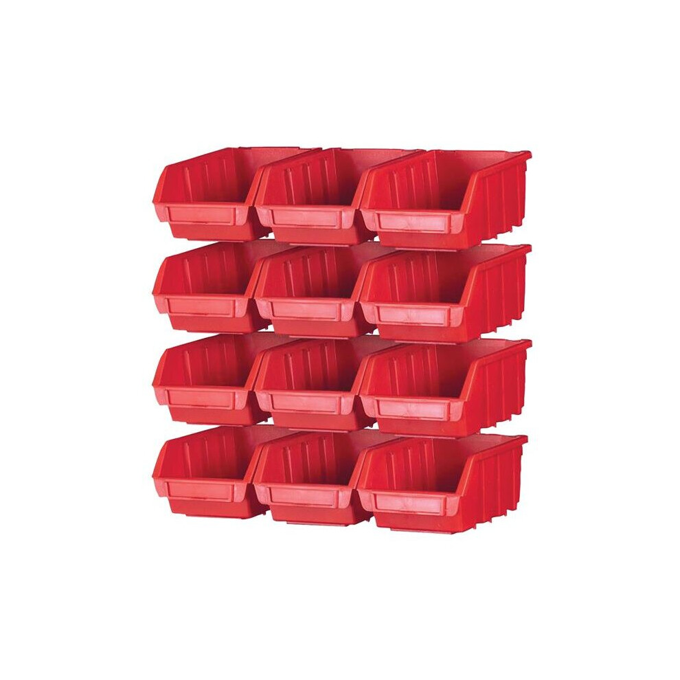Faithfull 12 Plastic Storage Bins with Wall Mounting Rails FAIPAN12