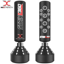 (Black) 5.5ft Strike 360 Free Standing Boxing Punch Bag Stand Kick Heavy MMA Martial Art Sport