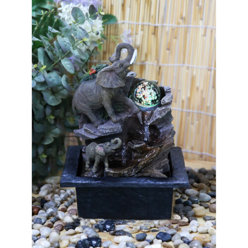 Rolling Ball Water Fountain Pure Desktop Water Fountain With LED Lights & Mist - 11.8" Relaxation Fountain For Home/Office Bedroom Water Fountain