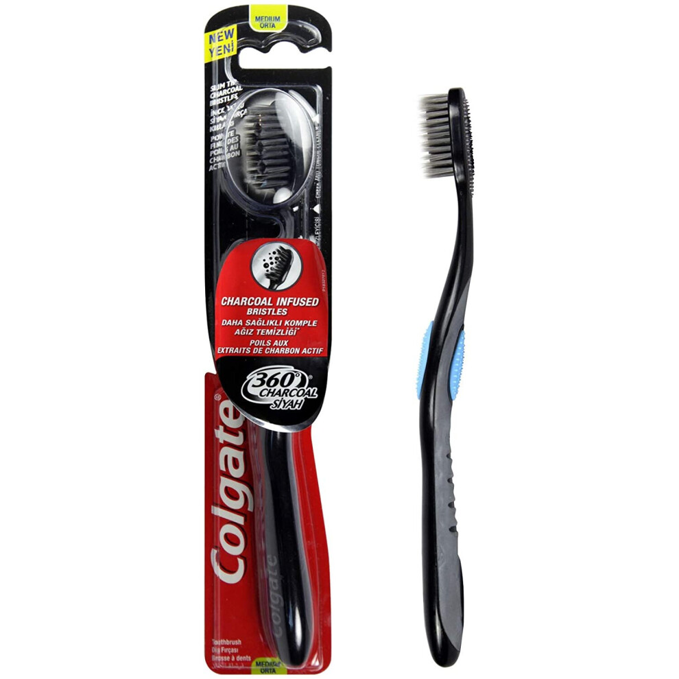 Colgate 360 Charcoal Infused Bristles Medium Toothbrush