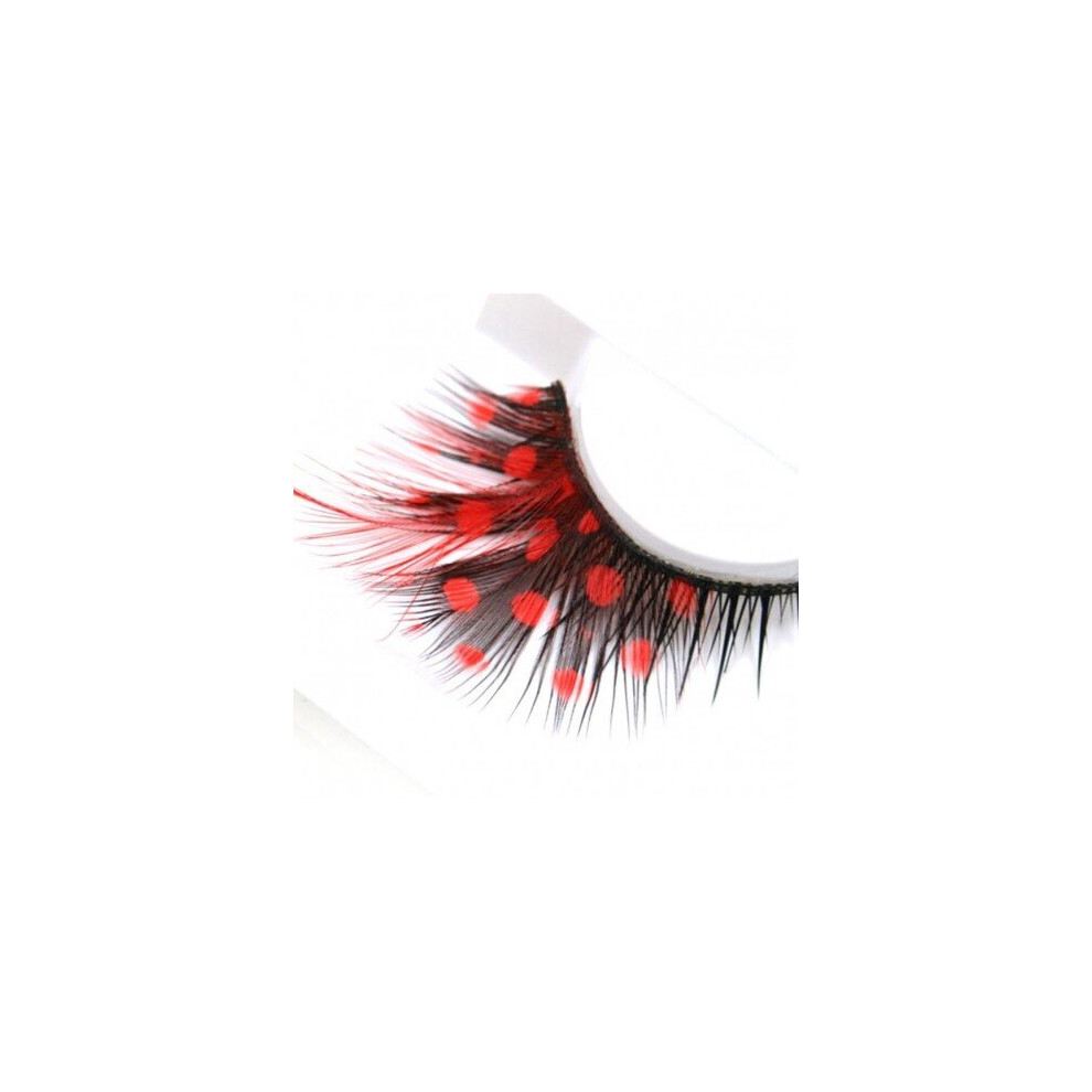 Blowuponline5 Yokpn Fashion Exaggerated Stage False Eyelashes Red Dot Thick Cross Eye Lashes Winged Makeup Tools Art Feathers Fake Eyelashes