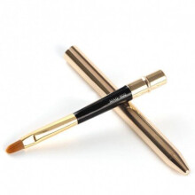 New 1PCS Collapsible Gold Silver Lips Makeup Brush Pen Metal Handle Cosmetic Lipgloss Lipstick Lip Gloss Brush With Protect Case
