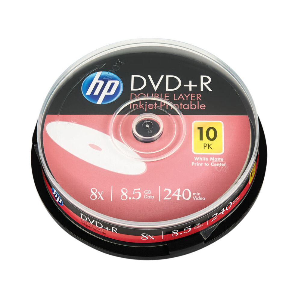 HP DVD+R DL Inkjet Print 8X 8.5GB Spindle Pack of 10 69306 HP69306