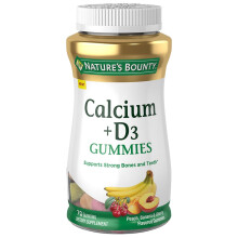 Nature's Bounty Calcium + Vitamin D3 Gummies, 60 ct - Peach, Banana & Cherry Flavoured