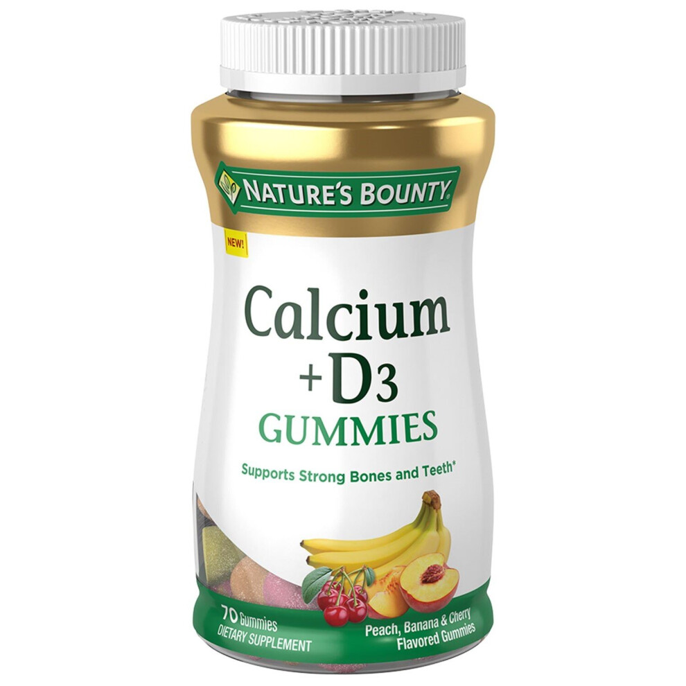 Nature's Bounty Peach Calcium + Vitamin D3 Gummies, 60 Ct - Banana & Cherry Flavoured