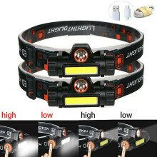 Lampe frontale LED USB 2 x rechargeable Lampe frontale de travail Lampe frontale Torche de tête