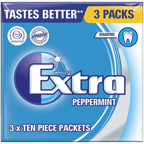 Extra Peppermint Sugarfree Chewing Gum Multipack 3 x 10 Pieces (42 g)