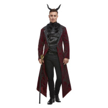 Mens Deluxe Red Devil Fancy Dress Costume (Medium) – Jacket, Cravat & Horns Included