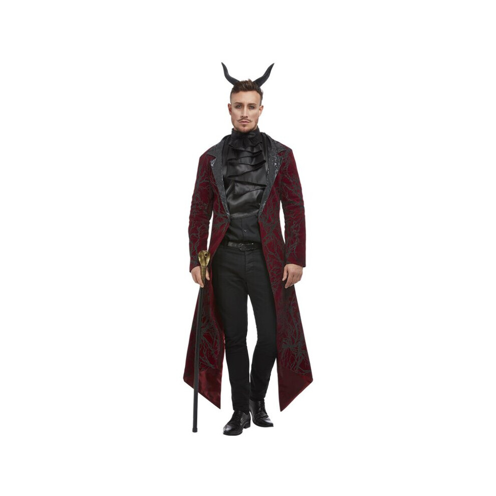 Smiffy's Mens Deluxe Red Devil Fancy Dress Costume (Medium) – Jacket, Cravat & Horns Included Multicoloured