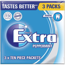 Extra Chewing Gum,Sugar Free,Peppemint Flavour, 3 Packs of 14 Pieces