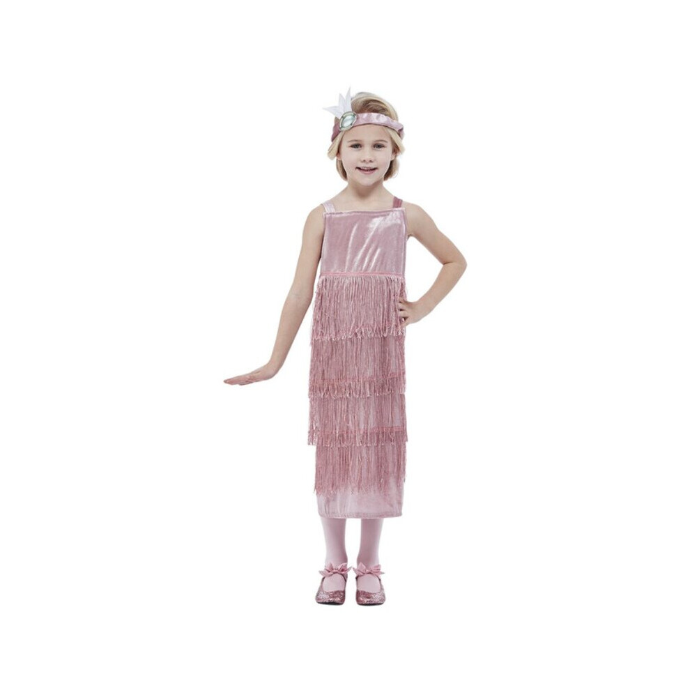 Girls 20s Pink Flapper Fancy Dress Costume (Age 7-9)