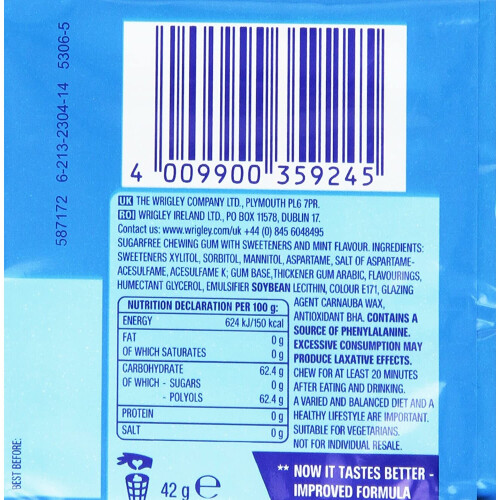Extra Peppermint Sugarfree Chewing Gum Multipack 3 x 10 Pieces (42 g) 1