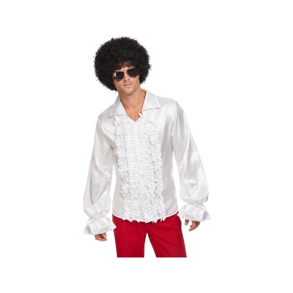Mens 60s Ruffled Shirt - White (XL)