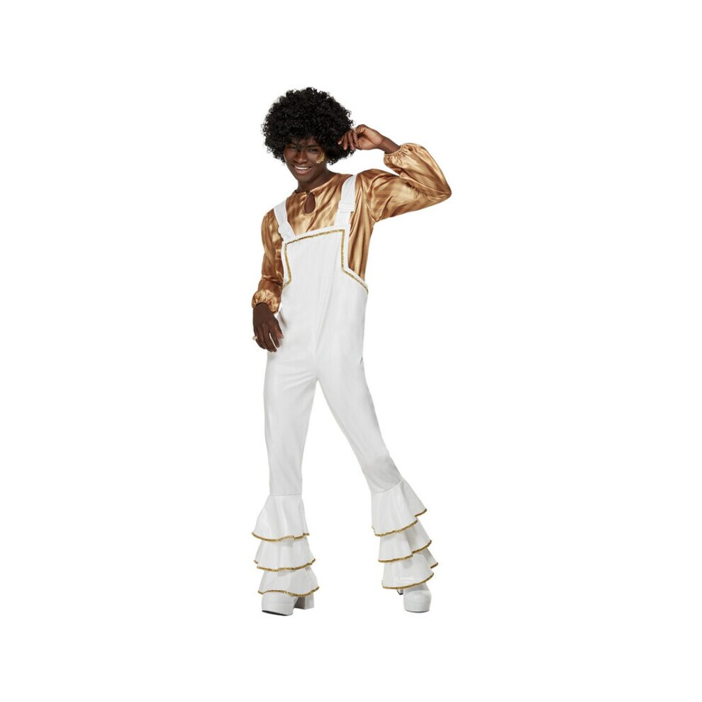 Mens White 70s Glam Fancy Dress Costume (Medium)