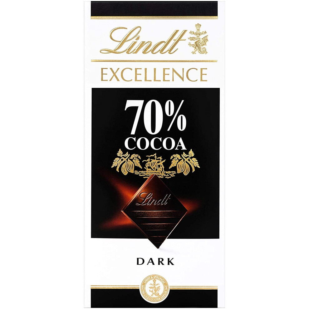 Lindt Excellence Dark 70% Cocoa Chocolate Bar Each 100g