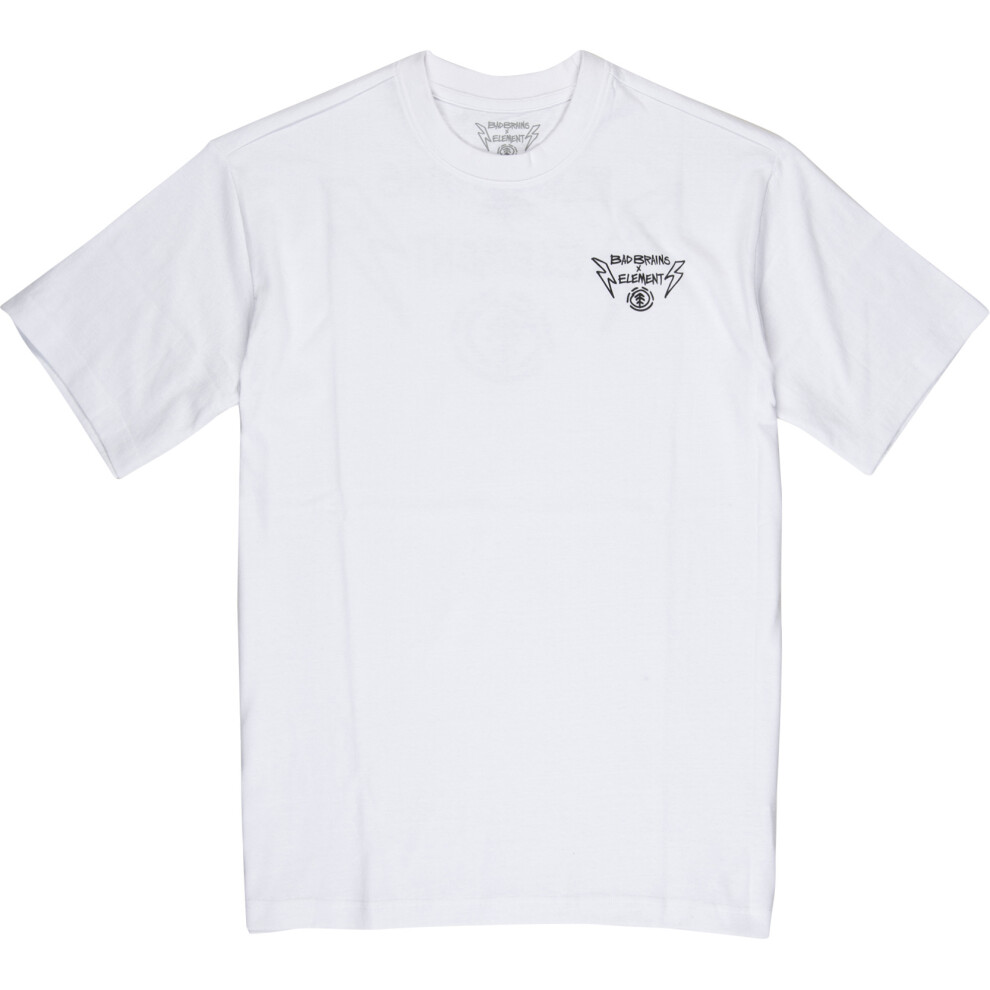 (L) Element Crew Neck Cotton T-Shirt ~ Bolt Lock white