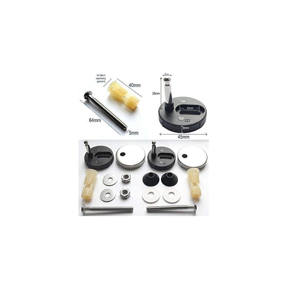 Toilet Seat Fittings / Spare Parts / Top Fix Blind Hole / Bottom Non Slip / Toilet Seat Hinges 6mm pins