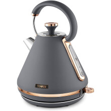 Tower Cavaletto 1.7L Pyramid Kettle 3kW Grey & Rose Gold, 7-Cup Capacity, Auto Shut-Off & Boil-Dry Protection