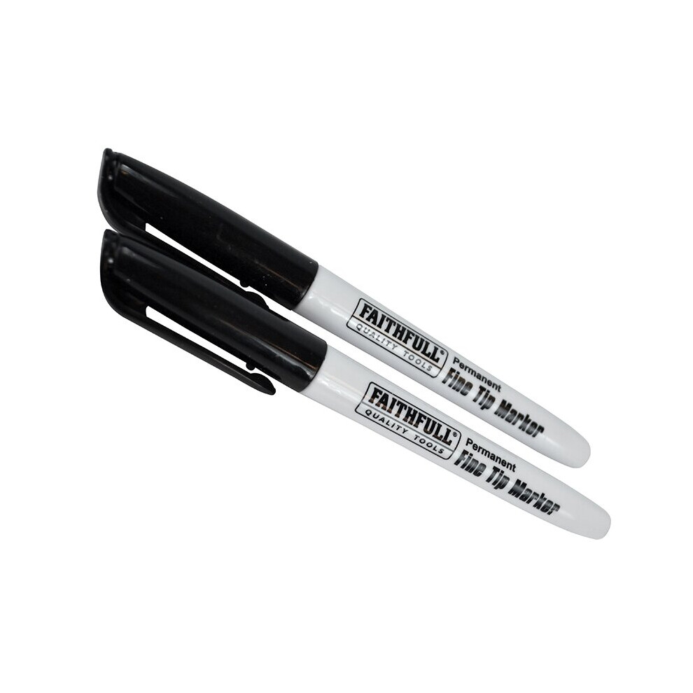 Faithfull Fibre Tip Marker Pen Black (Pack of 2)