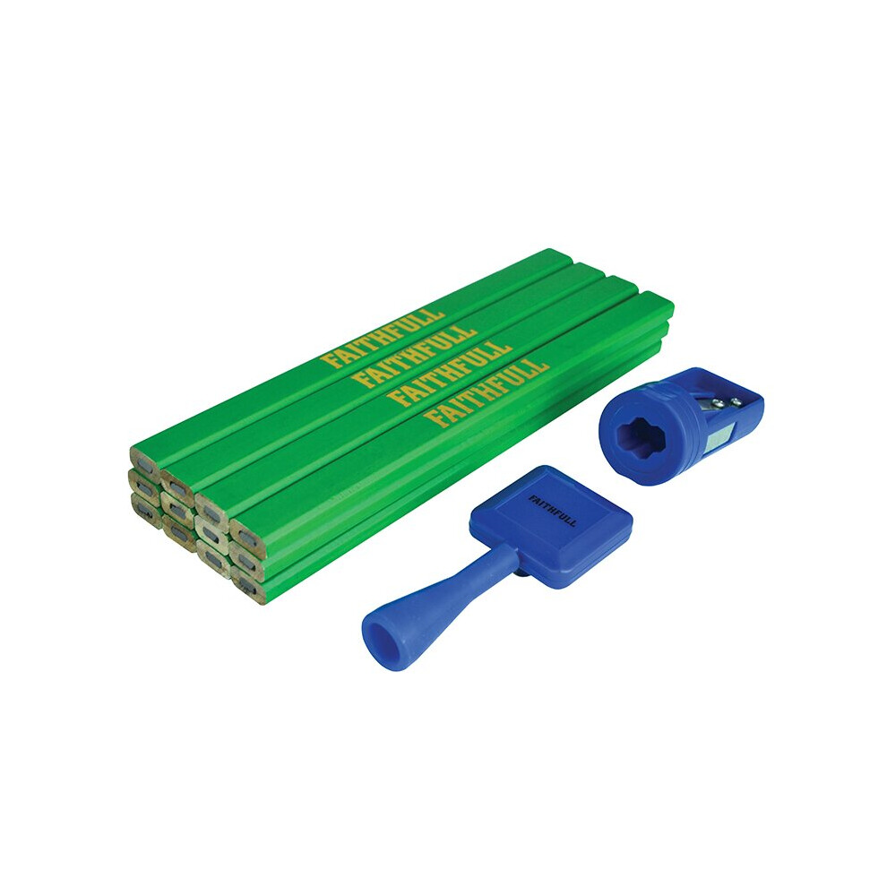 Faithfull Carpenter's Pencil Kit / Hard (Pack 12) Green