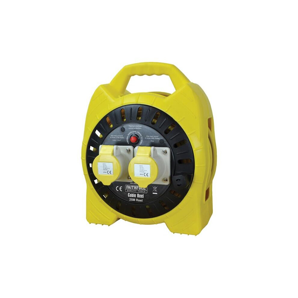 Faithfull Power Plus Enclosed Cable Reel 25m 16 amp 1.5mm Cable 110V