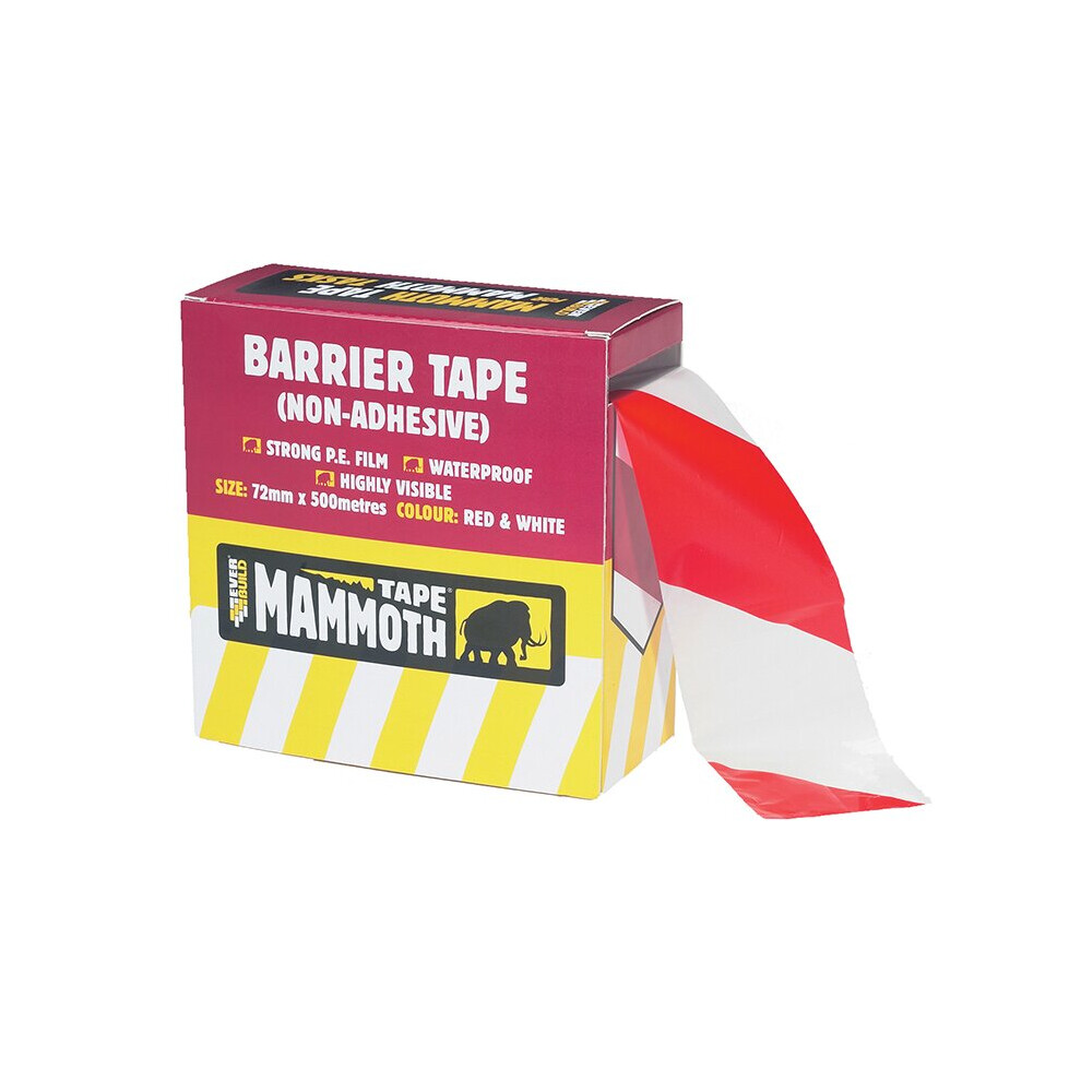 Everbuild Barrier Tape Red / White 72mm x 500m EVB2BARRD500
