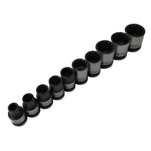 BlueSpot BlueSpot Tools 3/8in Drive Spline Socket Set Metric, 10 Piece