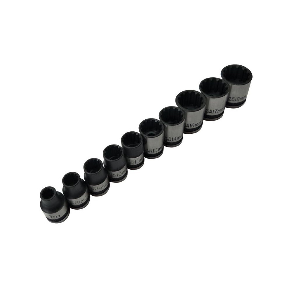Bluespot Tools 3/8In Drive Spline Socket Set Metric, 10 Piece 5028734015430