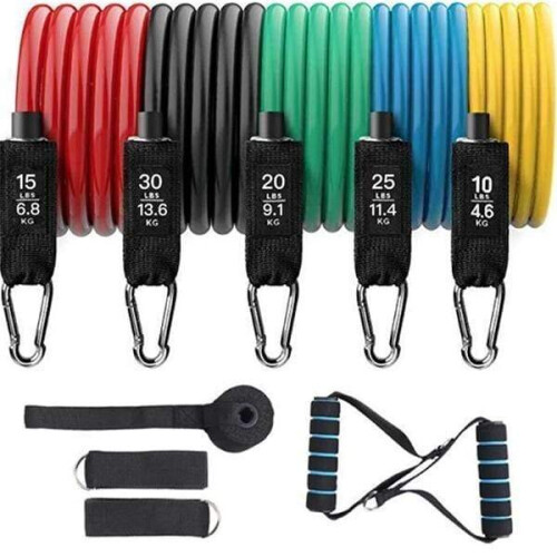 11pc Ultimate Resistance Bands Set - 100lbs 2