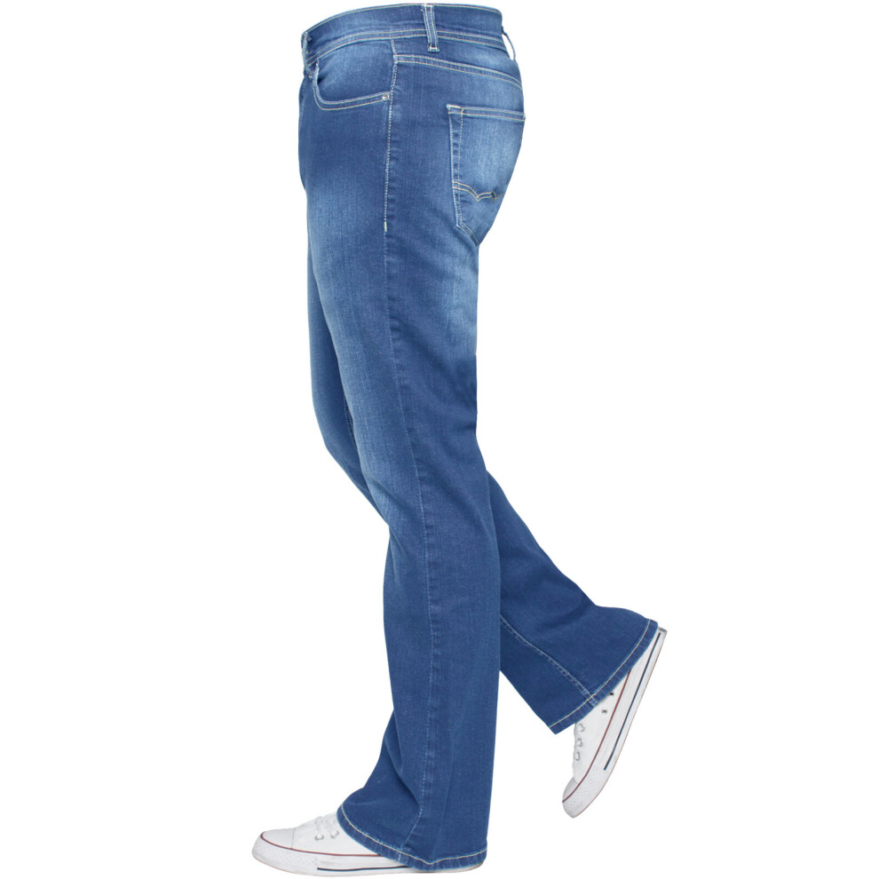 Ze Enzo (Light Stonewash, 32L) Mens Bootcut Jeans Wide Leg Flared Denim Pants Blue