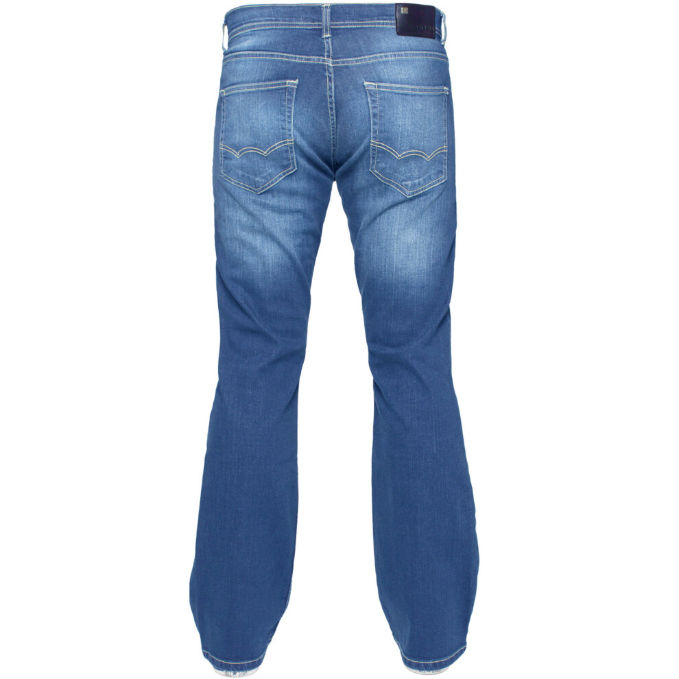 Ze Enzo (Light Stonewash, 36L) Mens Bootcut Jeans Wide Leg Flared Denim Pants Blue