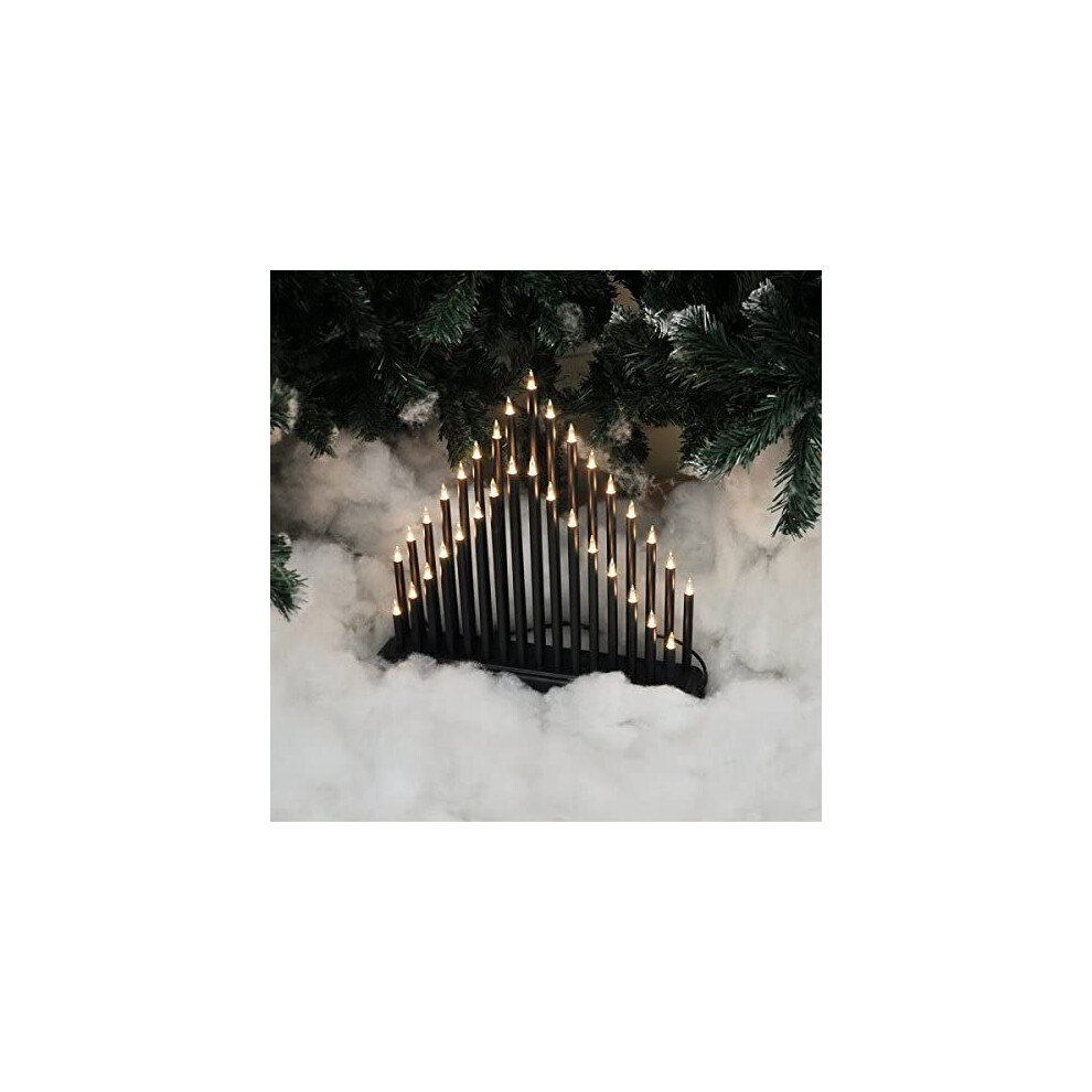 Kingfisher Modern Christmas Candle Bridge with 33 Warm White Fairy Lights - Black