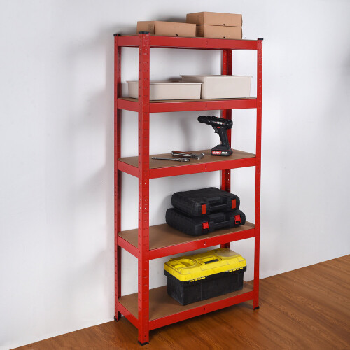 Direct Online Houseware (Red) 5 Tier Heavy Duty Boltless Metal Shelving
