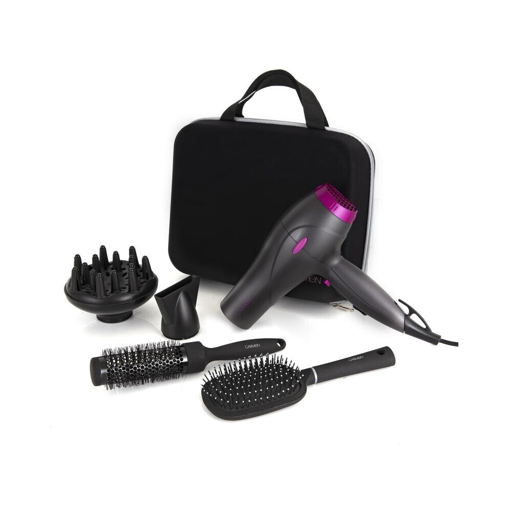 Carmen C81072 Neon 2200W Hair Dryer Styling Set Graphite/Pink