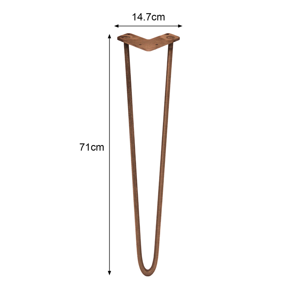 (28" - 2 Prong - 12Mm) 4 Hairpin Table Legs Set Furniture Bench Metal Free Screws + Feet 5055986131182