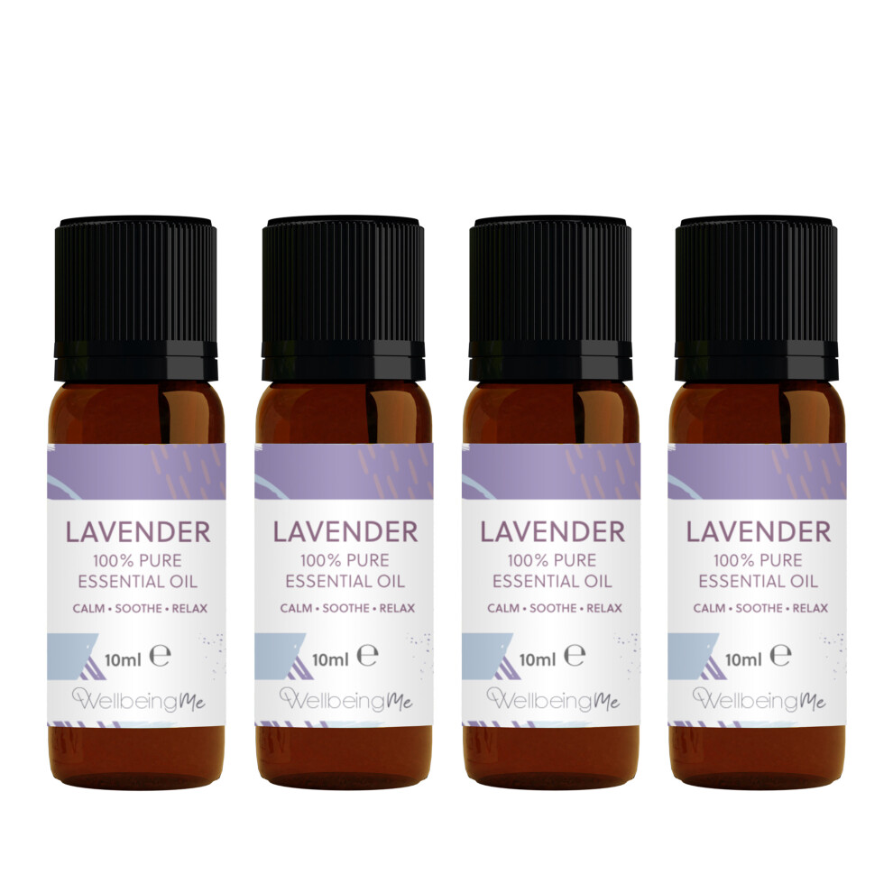 WellbeingMe Lavender 100% Pure Essential Oil Multipack (4 x 10ml) | Promotes Relaxation & Calm in Preparation for Sleep