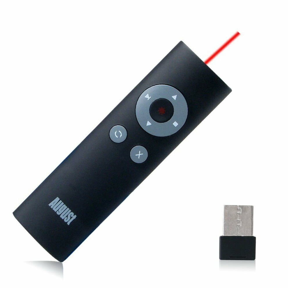 August Lp200b Wireless Presenter With Laser Pointer Pc & Mac Powerpoint Clicker