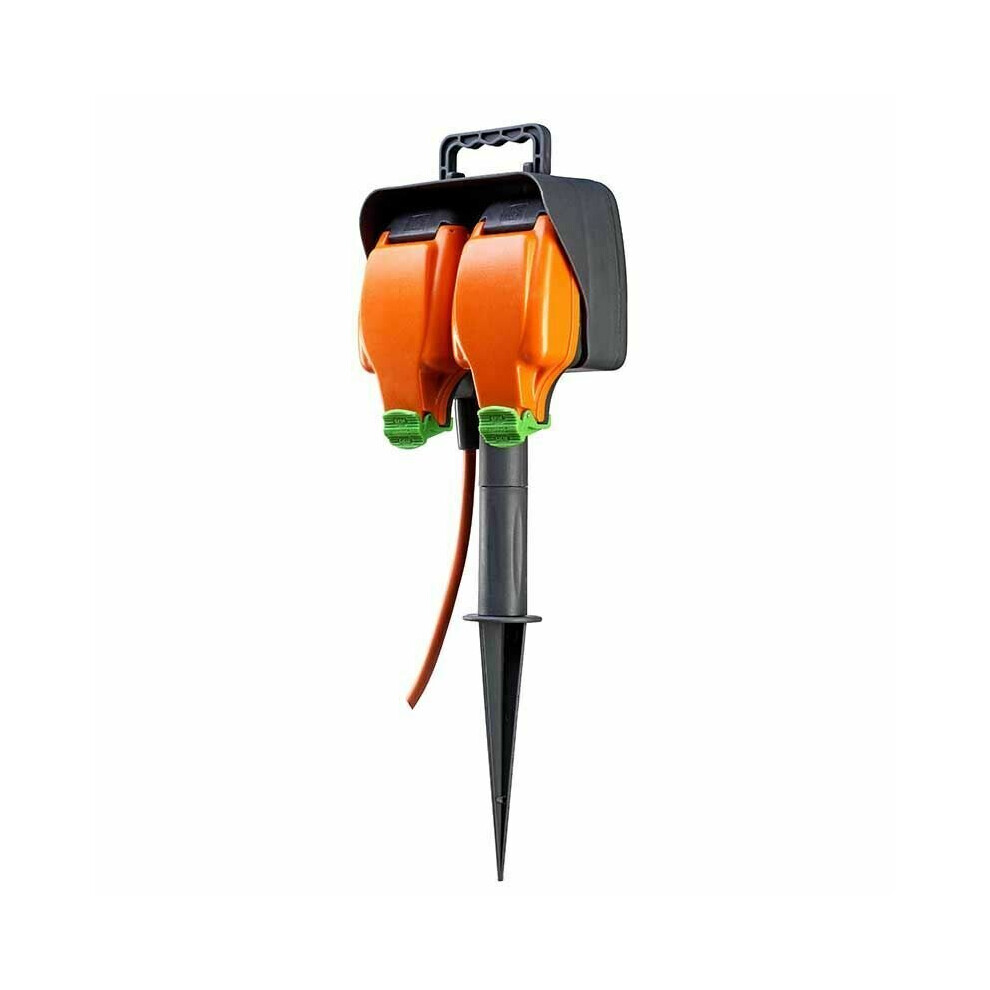 Masterplug Ip54 15M 2 Gang Garden Spike Weatherproof Sockets 13A