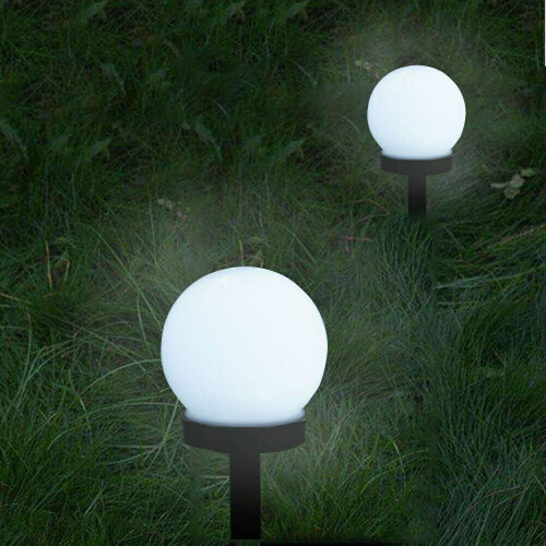 2 White LED Solar Power Ball Garden Lights Automatic Night Light Duration 6 Hrs 1