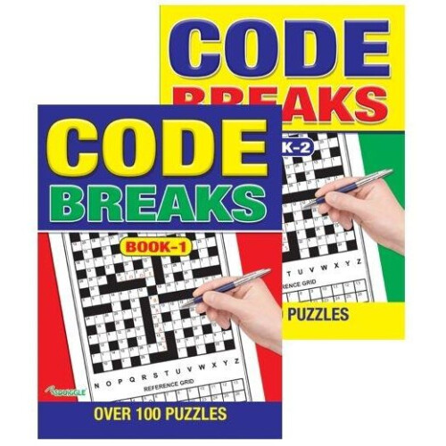 Jumbo Code Break Puzzle Books (Vols 1 & 2) - 258 Puzzles, Large Print, Laminated Covers
