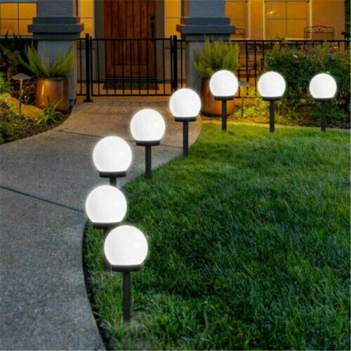 2 White LED Solar Power Ball Garden Lights Automatic Night Light Duration 6 Hrs 2