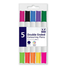 Assorted Colour Fiber Tip Pen Double Ended School Office Art craft Back