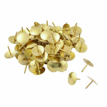 100 Brass Gold Drawing Pins - Strong Safety Head Push Cork Board Thumb Tacks Boxed