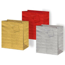 3 Silver Golden Red Medium Luxury Holographic Gift Bag Christmas Xmas Gift Bag