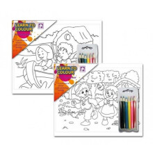 Learn to Colour with 6 Colouring Pencils Pictures with Outline colour sets