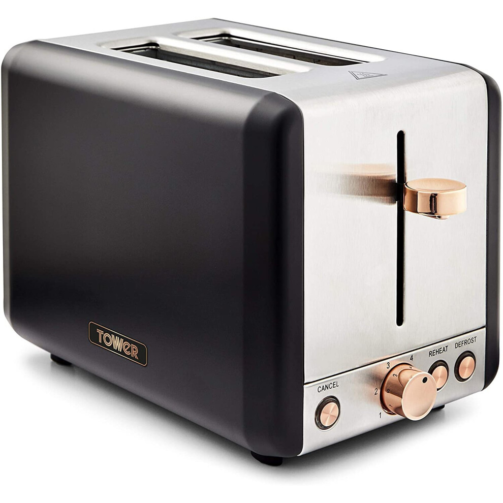 Tower Black Cavaletto 2-Slice Toaster T20036rg And Rose Gold - Image 4
