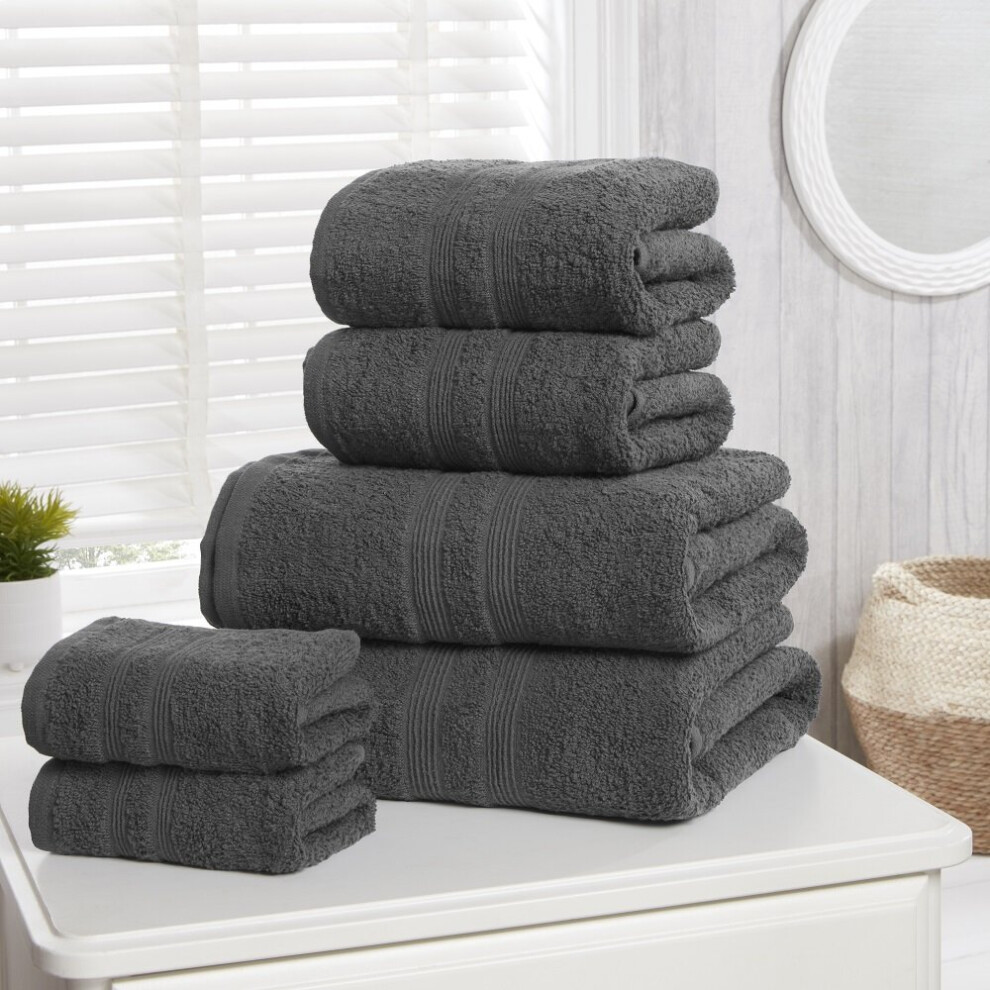 (Charcoal) Camden 6 Piece Cotton Towel Set