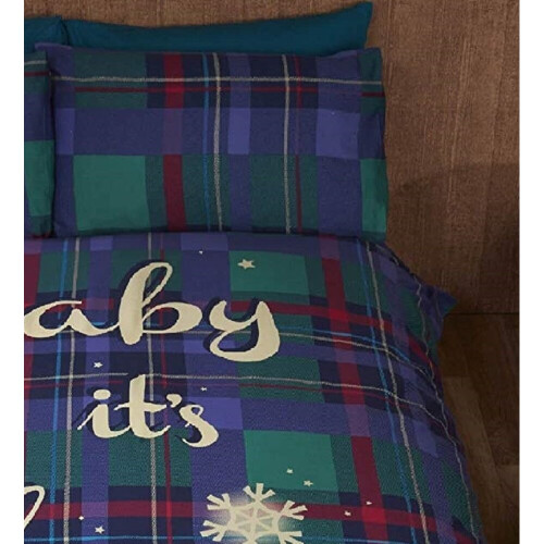 Baby It's Cold Outside Christmas Duvet Set Blue Double 1