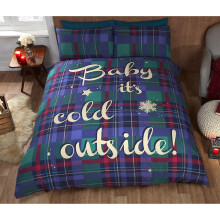 Baby It's Cold Outside Christmas Duvet Set Blue Double